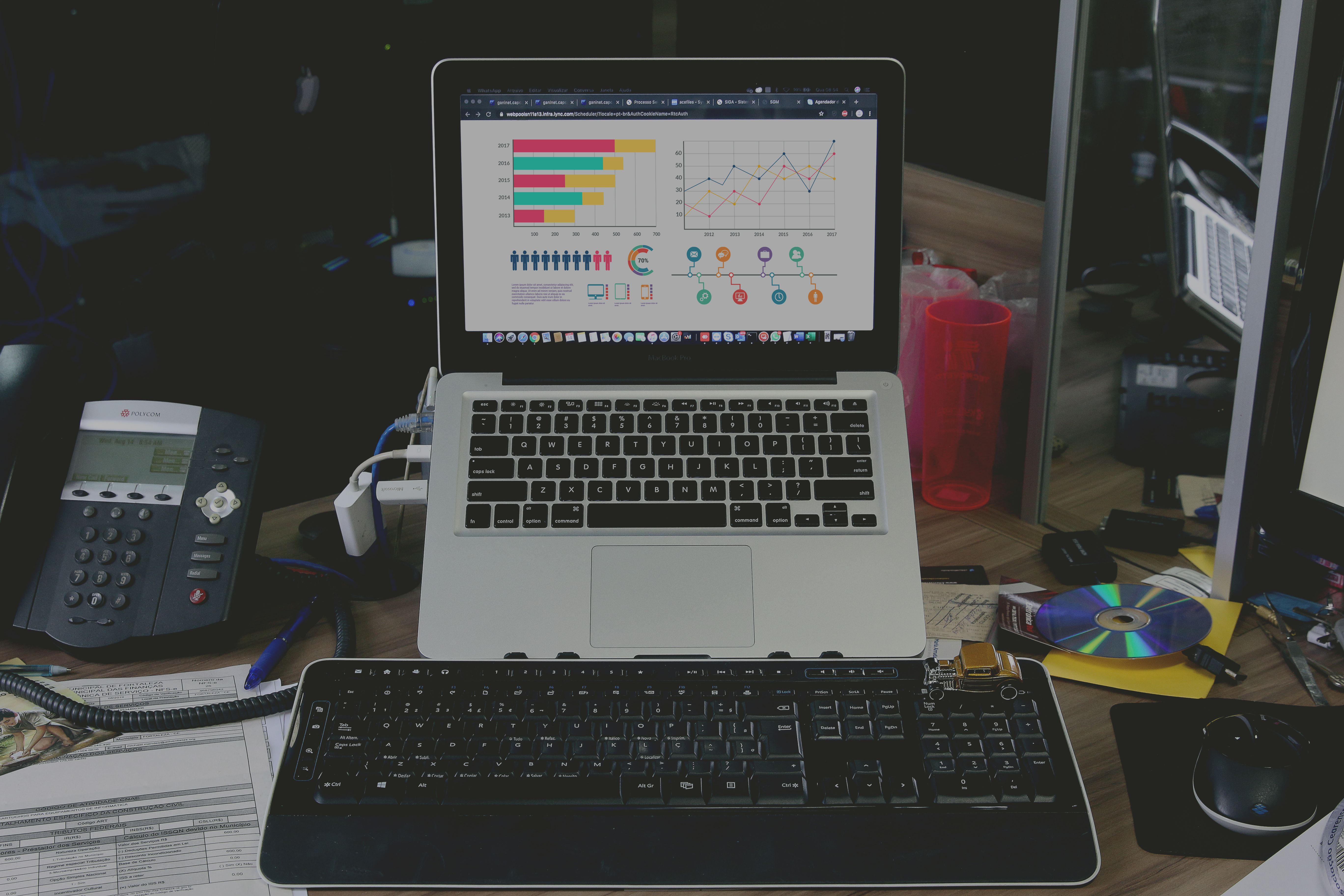 Data analytics dashboard on a laptop screen