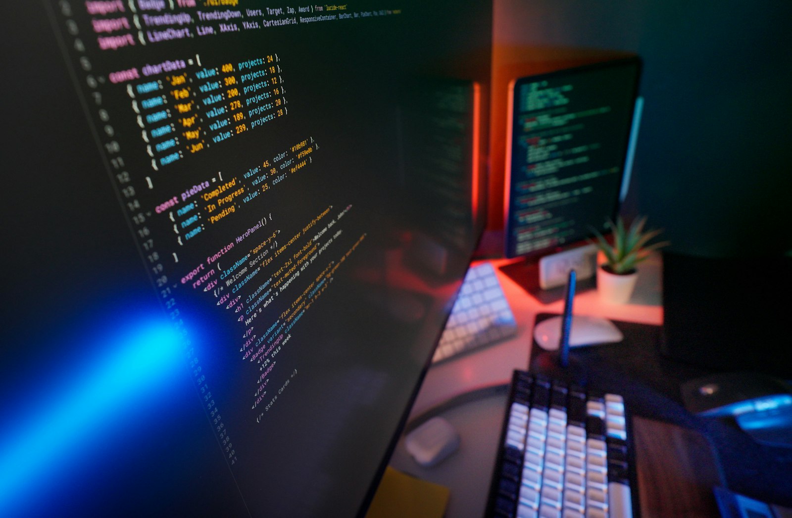 Close-up of code on a developer's monitor